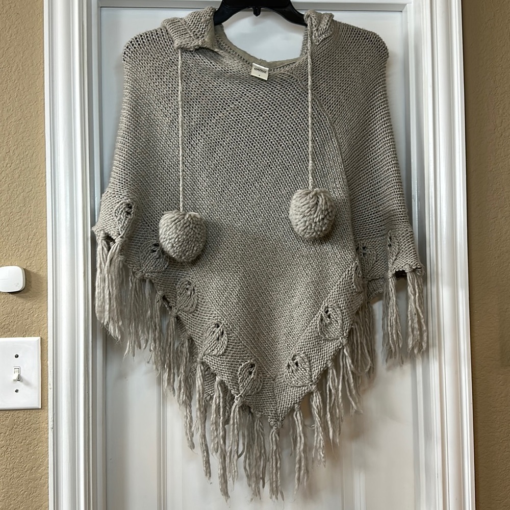 Women’s OXMO Medium Poncho with‎ hood color: Tan